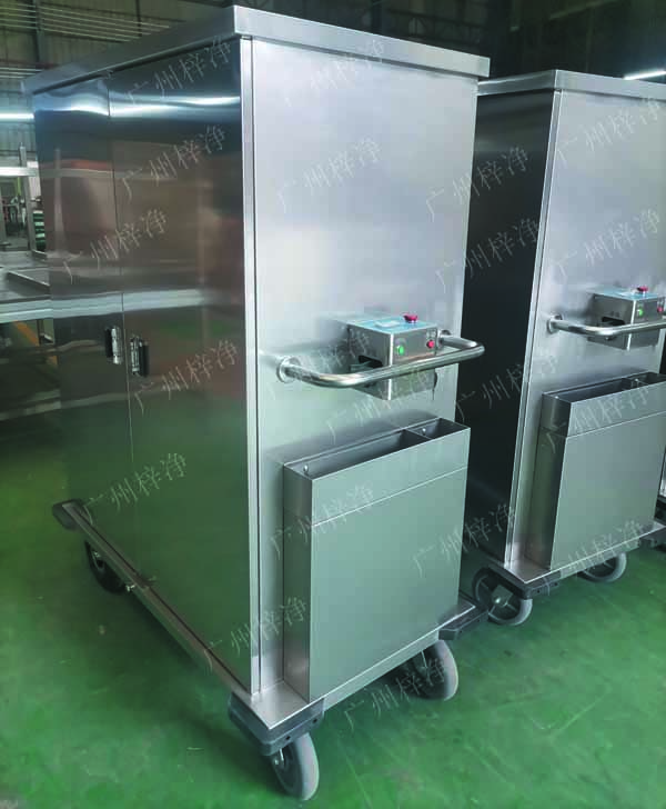 密閉式滅菌器械物品電動轉運車有單面雙開門,單側門可旋轉角度≥220°度開啟設計，裝卸物品更方便;